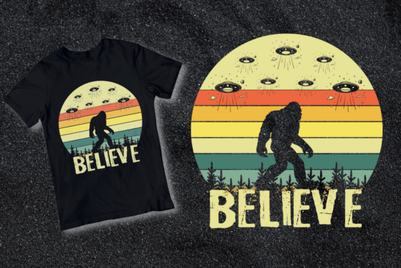 Download Retro Bigfoot Believe PNG T-shirt Design - Premium Resources